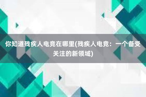 你知道残疾人电竞在哪里(残疾人电竞：一个备受关注的新领域)