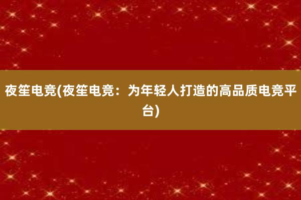 夜笙电竞(夜笙电竞：为年轻人打造的高品质电竞平台)