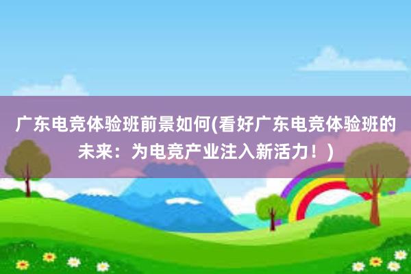 广东电竞体验班前景如何(看好广东电竞体验班的未来：为电竞产业注入新活力！)