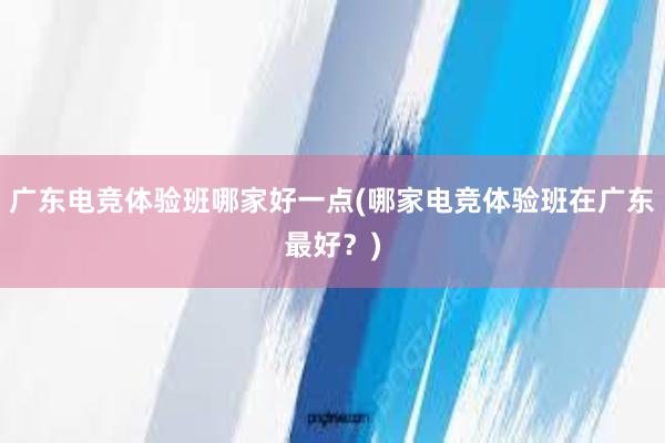 广东电竞体验班哪家好一点(哪家电竞体验班在广东最好？)