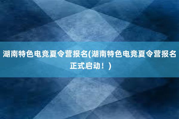 湖南特色电竞夏令营报名(湖南特色电竞夏令营报名 正式启动！)