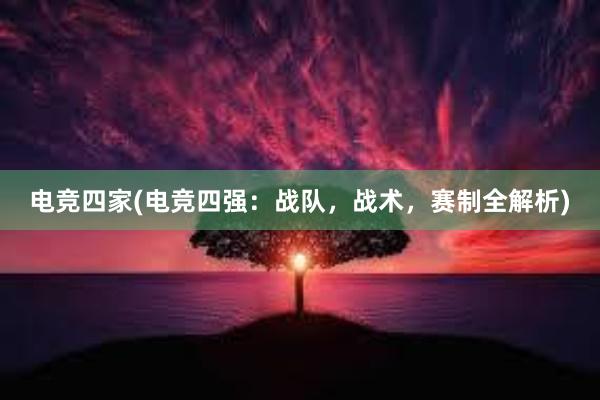 电竞四家(电竞四强：战队，战术，赛制全解析)