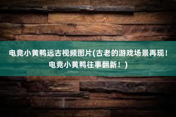 电竞小黄鸭远古视频图片(古老的游戏场景再现！电竞小黄鸭往事翻新！)