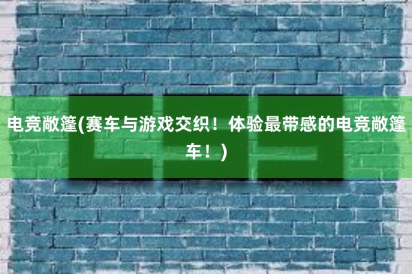 电竞敞篷(赛车与游戏交织！体验最带感的电竞敞篷车！)