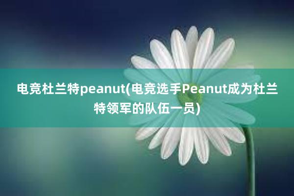 电竞杜兰特peanut(电竞选手Peanut成为杜兰特领军的队伍一员)