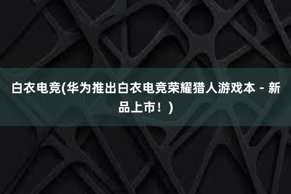 白衣电竞(华为推出白衣电竞荣耀猎人游戏本 - 新品上市！)