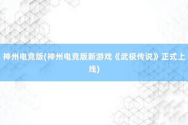 神州电竞版(神州电竞版新游戏《武极传说》正式上线)