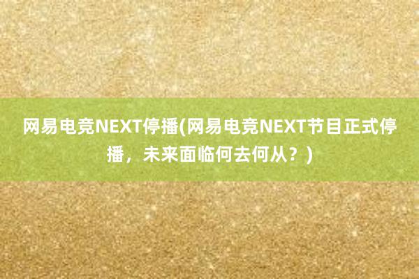 网易电竞NEXT停播(网易电竞NEXT节目正式停播，未来面临何去何从？)