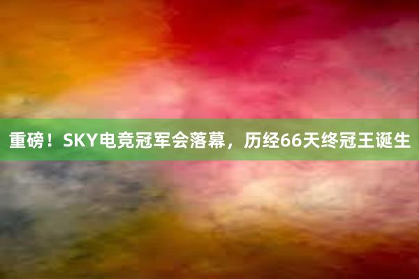 重磅！SKY电竞冠军会落幕，历经66天终冠王诞生