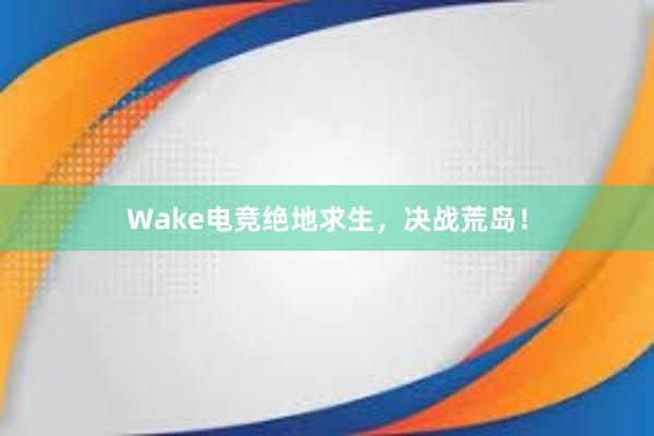 Wake电竞绝地求生，决战荒岛！