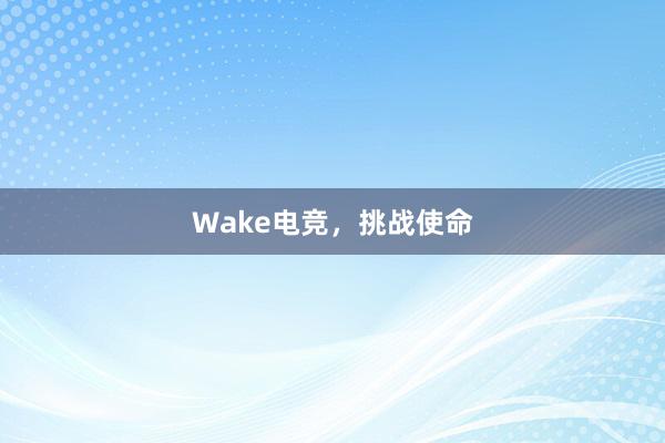 Wake电竞，挑战使命