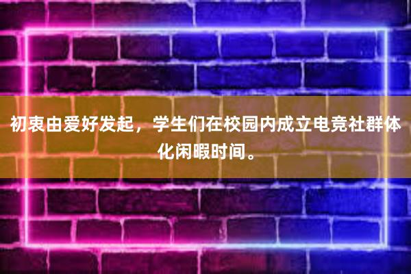 初衷由爱好发起，学生们在校园内成立电竞社群体化闲暇时间。