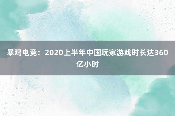 暴鸡电竞：2020上半年中国玩家游戏时长达360亿小时