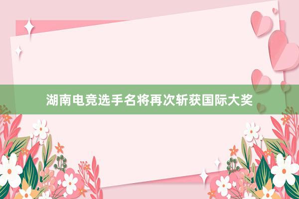 湖南电竞选手名将再次斩获国际大奖