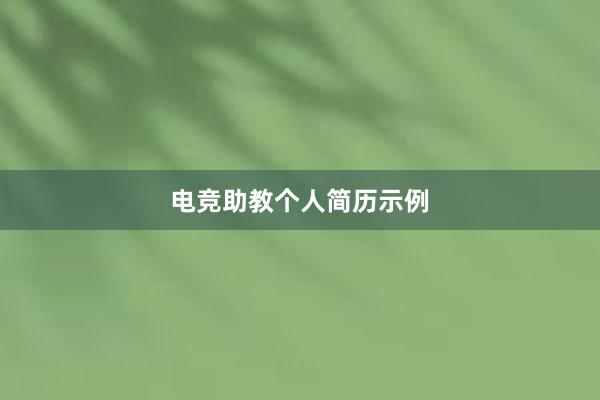 电竞助教个人简历示例