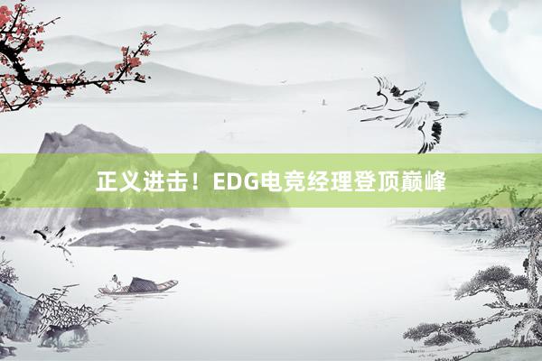 正义进击！EDG电竞经理登顶巅峰