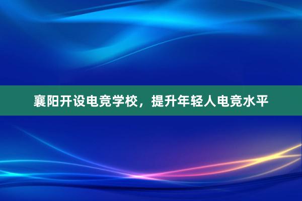 襄阳开设电竞学校，提升年轻人电竞水平