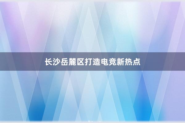 长沙岳麓区打造电竞新热点